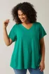 Evans Curve Green Premium Ribbed Modal Blend T-Shirt - Size 16 Image 1