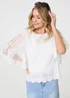 Izabel London White Embroidered 3/4 Sleeve Blouse - S Image 1