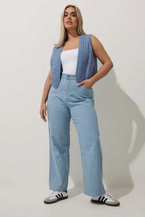 LIMITED COLLECTION Curve Blue Washed Quilted Waistcoat - 20 Image 2