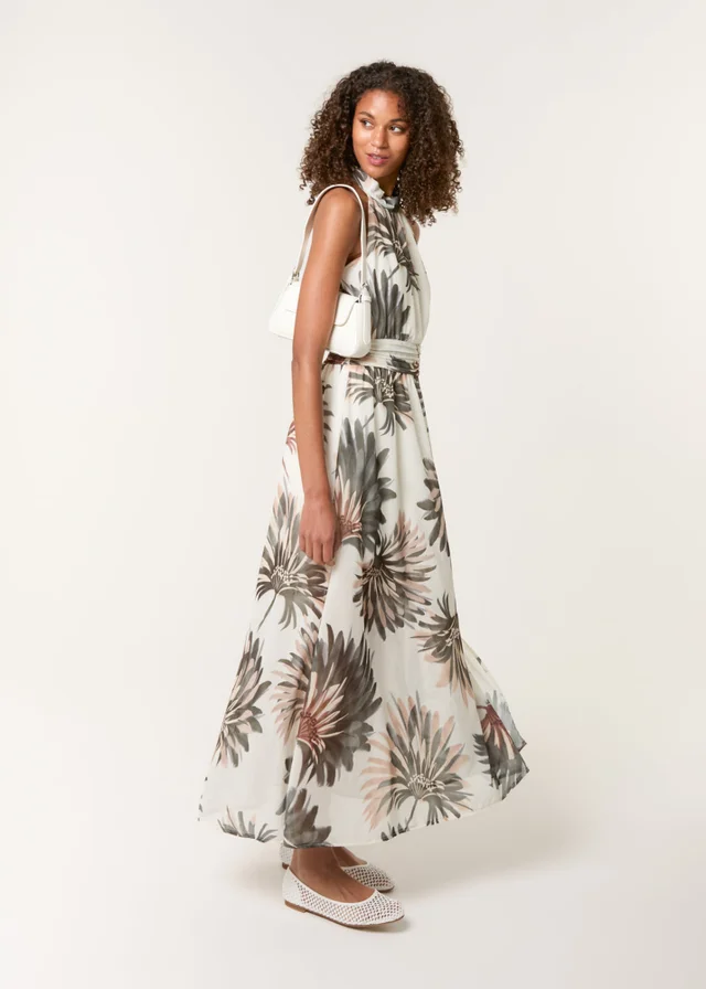 Blue Vanilla Khaki Halter Neck Occasion Dress