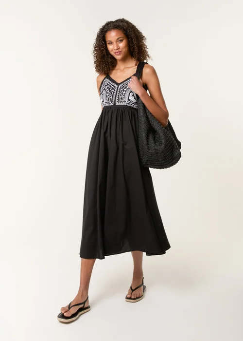 Blue Vanilla Black Embroidered Yoke Strappy Dress - M Image 1