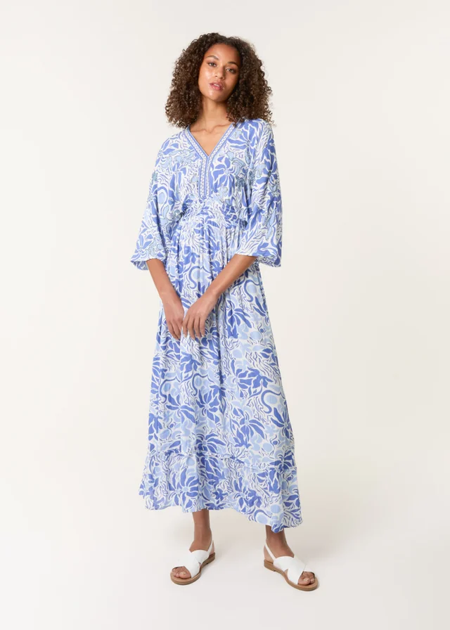 Blue Vanilla Blue Embellished V Front & Back Maxi Dress