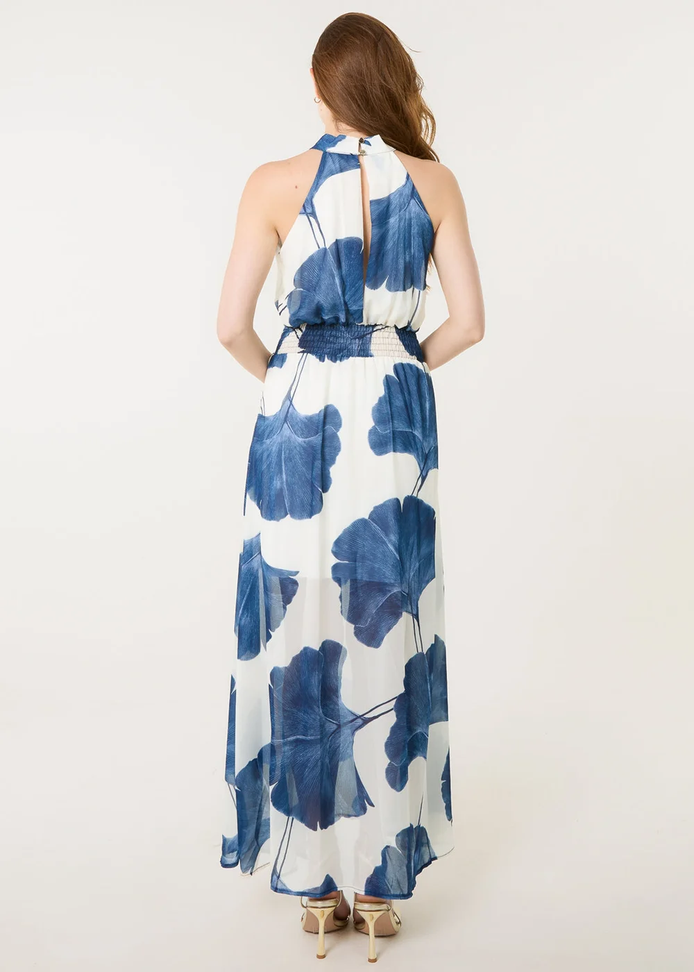 Blue Vanilla White Halter Neck Occasion Dress - M Image 4