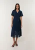 Blue Vanilla Navy Pleated Chiffon Dress - Small Image 3