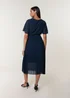 Blue Vanilla Navy Pleated Chiffon Dress - Small Image 5