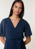 Blue Vanilla Navy Pleated Chiffon Dress - Small Image 4