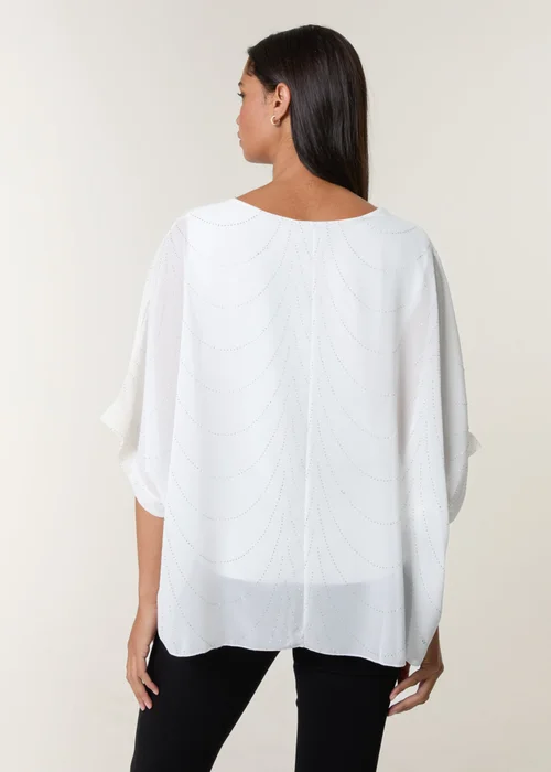 Blue Vanilla White Studded Wave Chiffon Kaftan Top - One Size Image 4