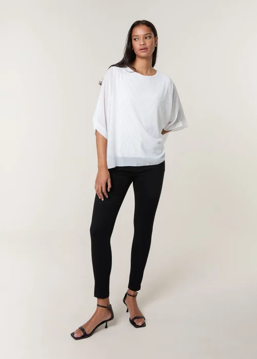 Blue Vanilla White Studded Wave Chiffon Kaftan Top - One Size Image 3
