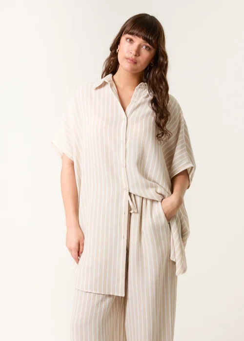 Blue Vanilla Stone Oversized Pinstripe Shirt - One Size Image 1