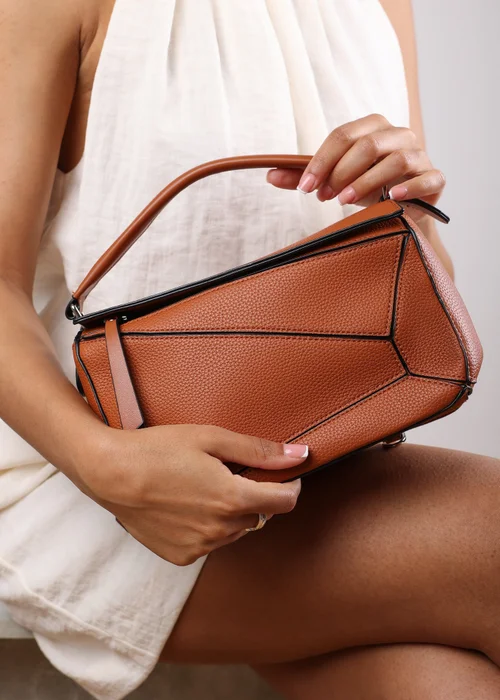 Where's That From Tan Abrazo Geometric Top Handle Bag - One Size Image 1