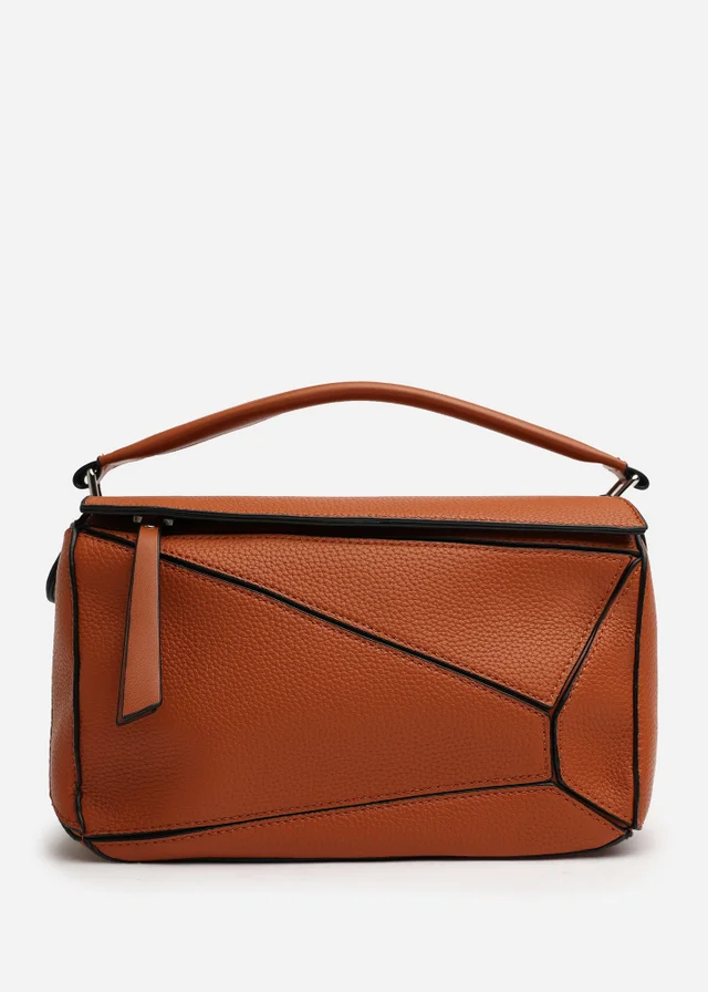 Where's That From Tan Abrazo Geometric Top Handle Bag