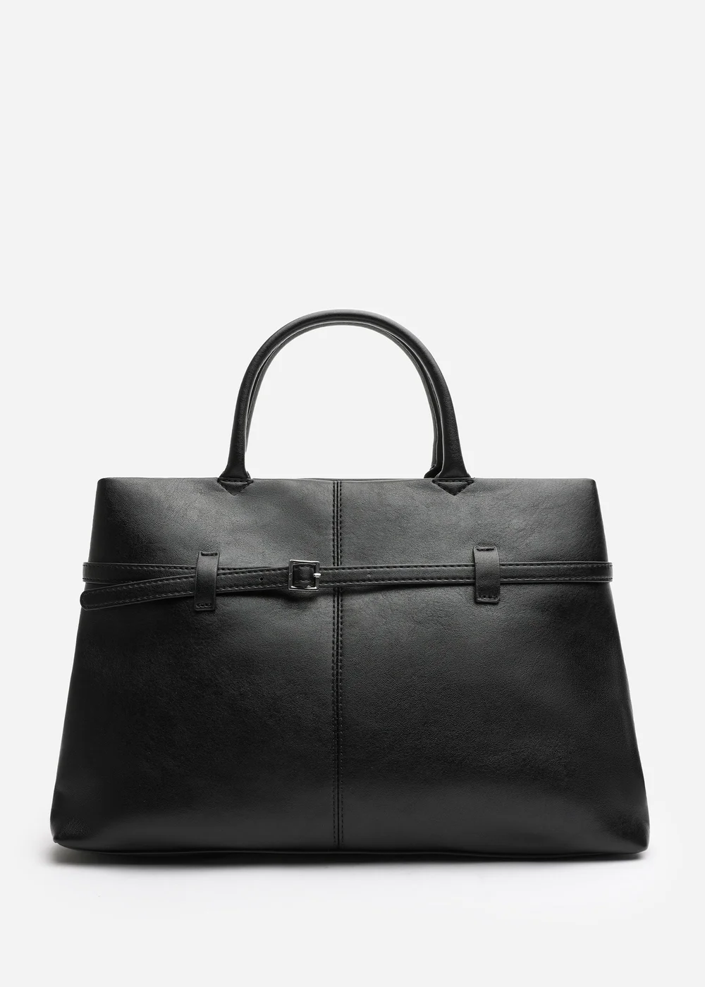 Where's That From Flores Black Luxury Structured Leather Tote Bag - One Size Image 1