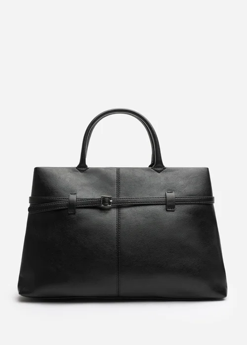 Where's That From Flores Black Luxury Structured Leather Tote Bag - One Size Image 1