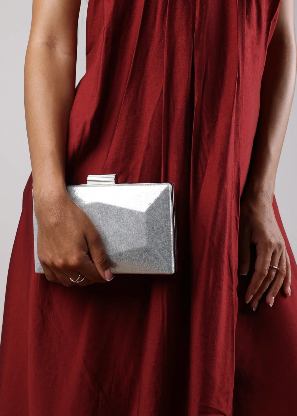 Where's That From Silver Oceane Embellished Evening Clutch - One Size Image 1