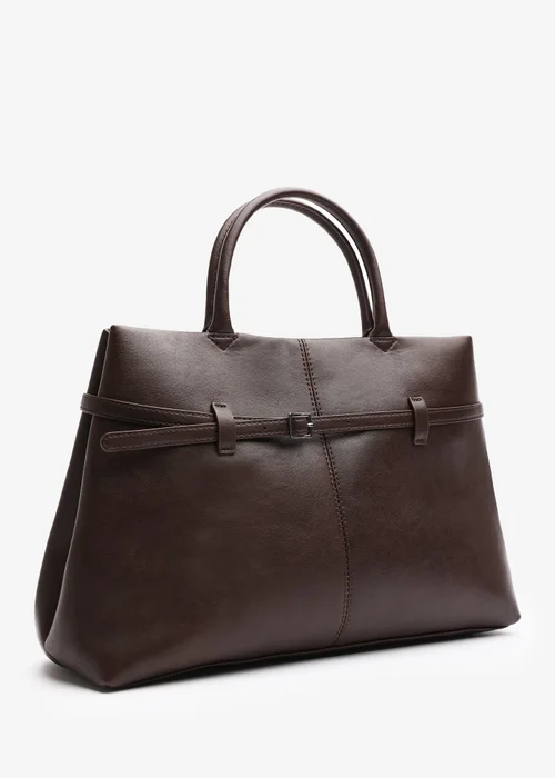 Where's That From Flores Brown Luxury Structured Leather Tote Bag - One Size Image 3