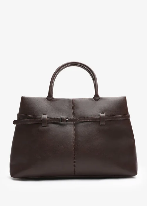 Where's That From Flores Brown Luxury Structured Leather Tote Bag - One Size Image 2