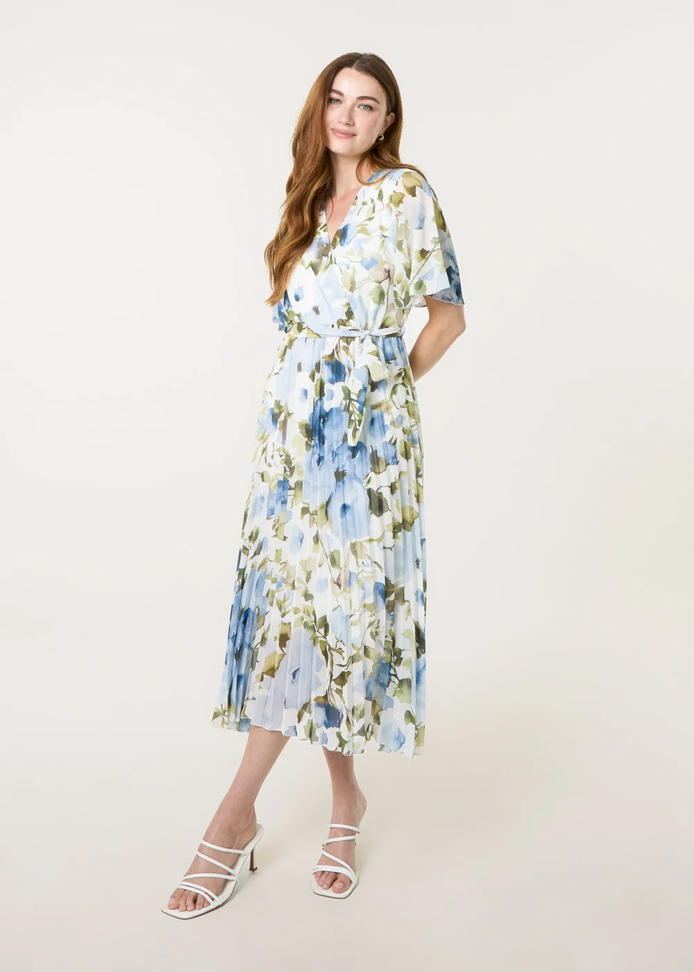 Blue Vanilla Blue Short Sleeve Wrap Pleat Dress - S Image 2