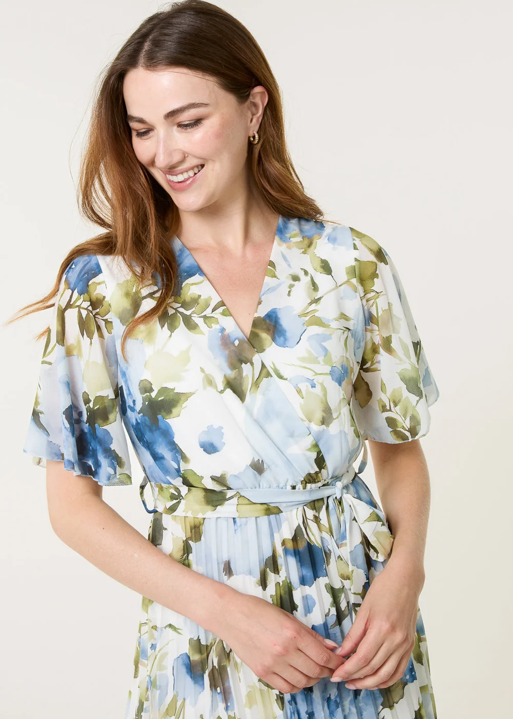 Blue Vanilla Blue Short Sleeve Wrap Pleat Dress - S Image 3