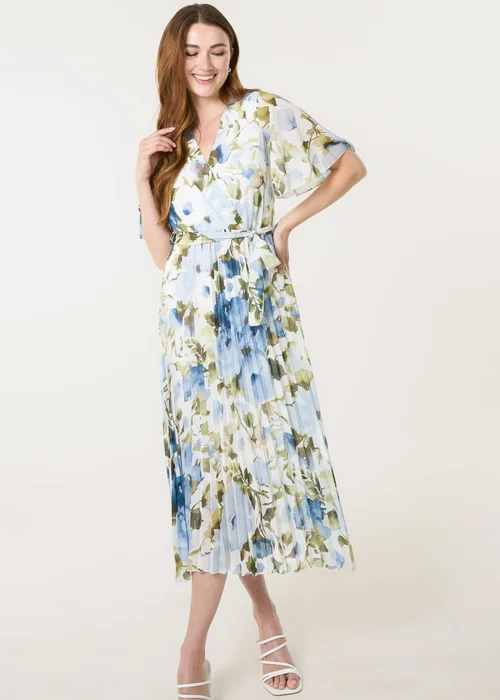 Blue Vanilla Blue Short Sleeve Wrap Pleat Dress - S Image 1