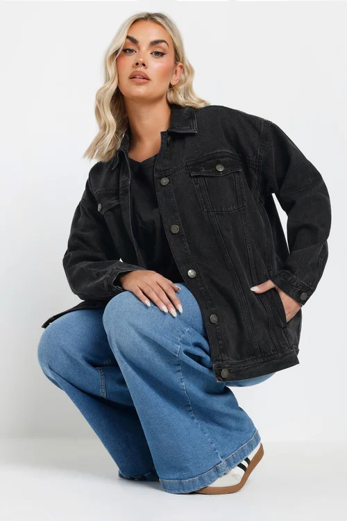 YOURS Curve Black Oversized Jacket - 22-24 Image 2
