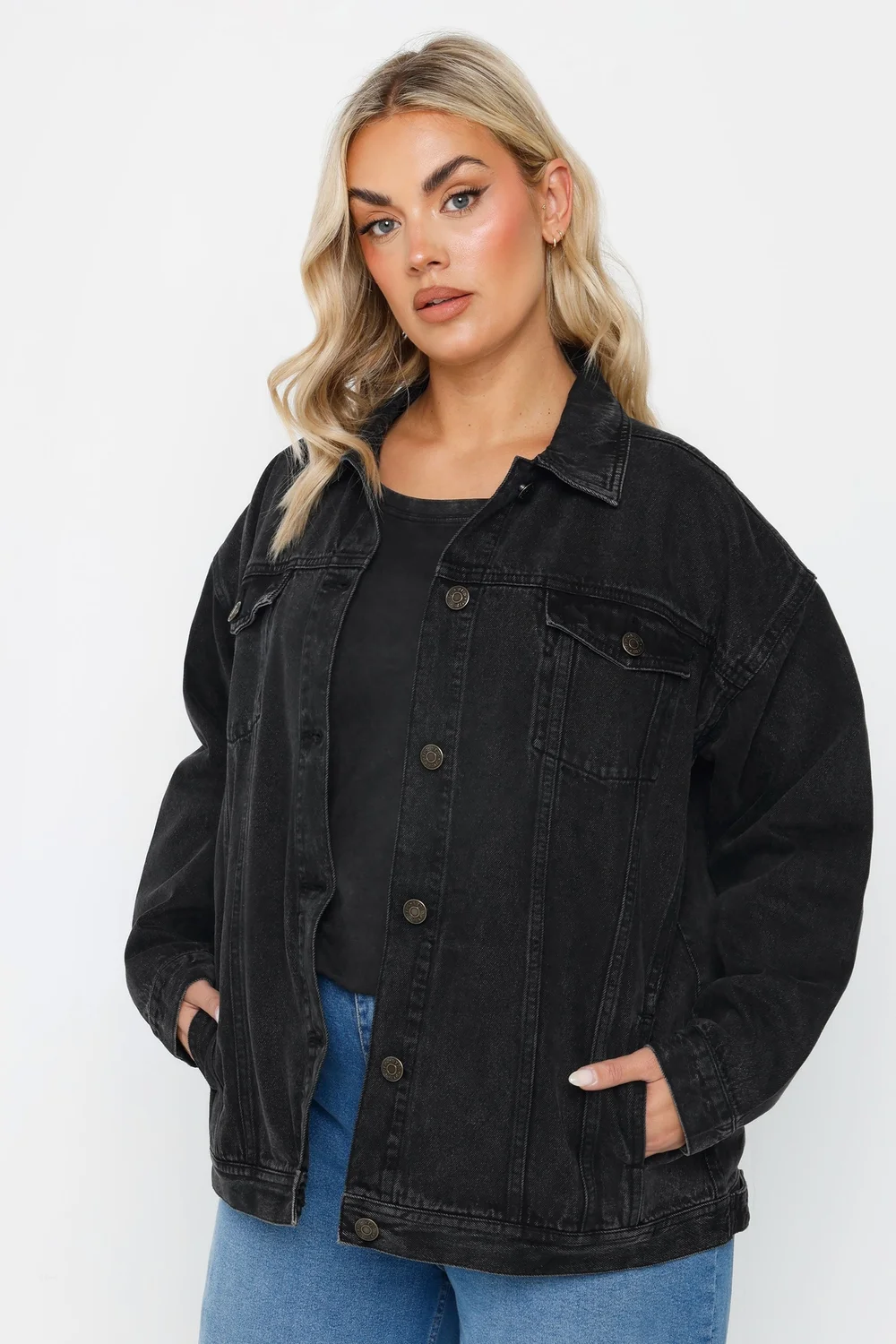 YOURS Curve Black Oversized Jacket - 22-24 Image 1
