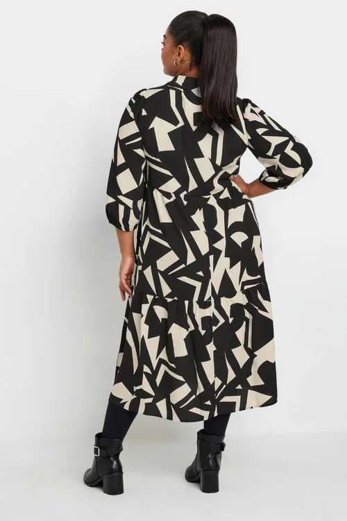 Yours Curve Black & White Abstract Print Shirt Dress - 22-24 Image 3