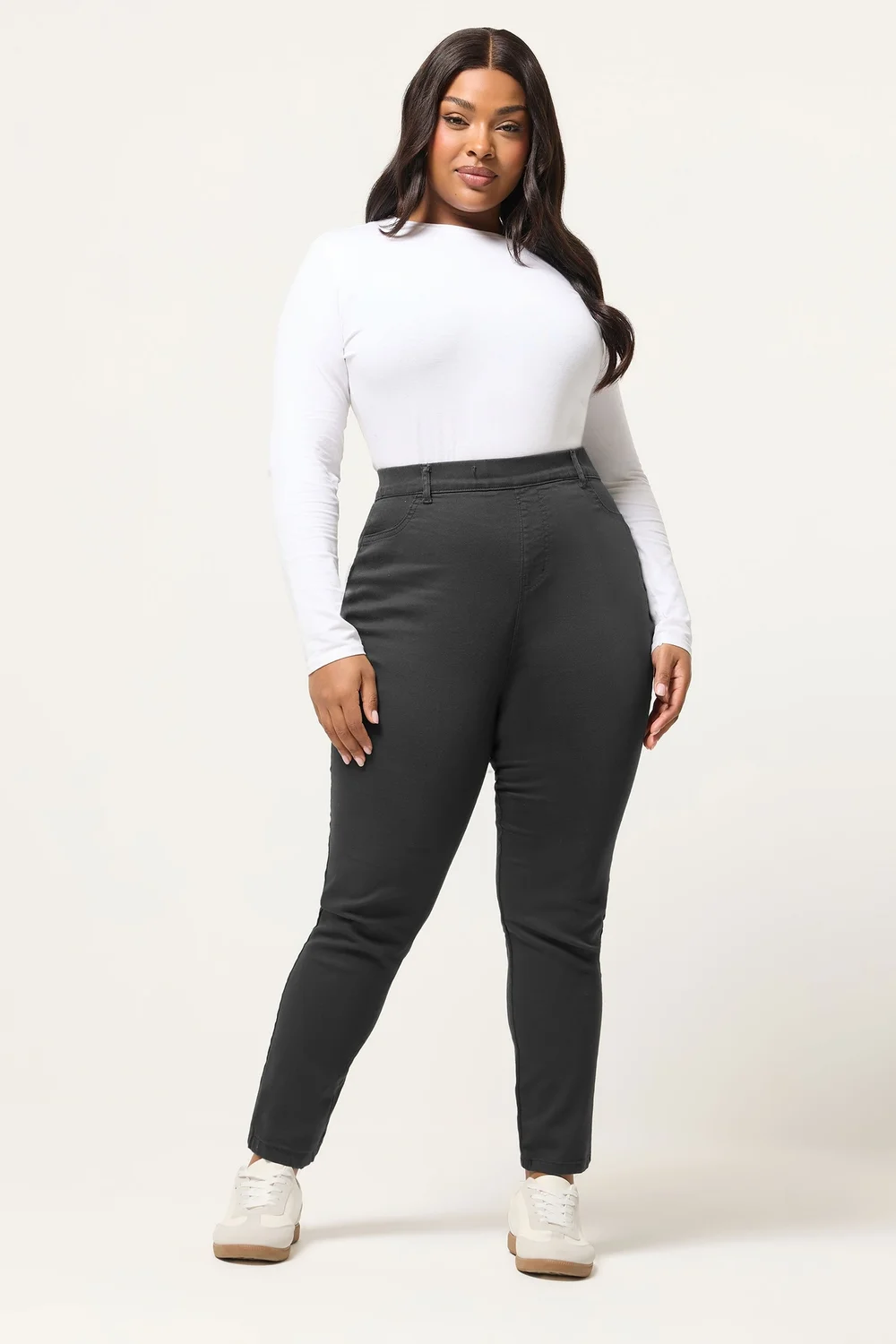 Yours Curve Grey Stretch Pull On GRACE Jeggings - 20 Image 2
