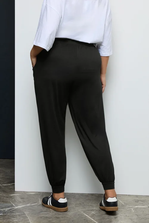 Yours Curve Black Cuffed Harem Joggers - 26-28/L28 Image 3