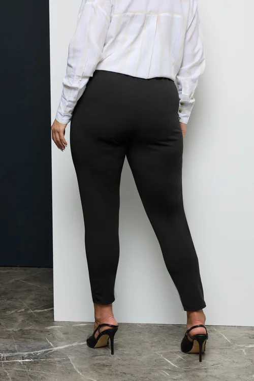 Yours Curve Black Stretch Tapered Trousers - 26-28/L28 Image 3