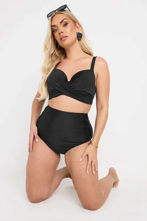 Yours Curve Black Premium Underwired Bikini Top - 40DD Image 3