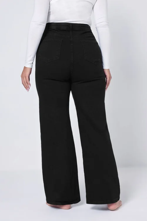 Yours Curve Black Wide Leg Denim Jeans - 16 Image 3