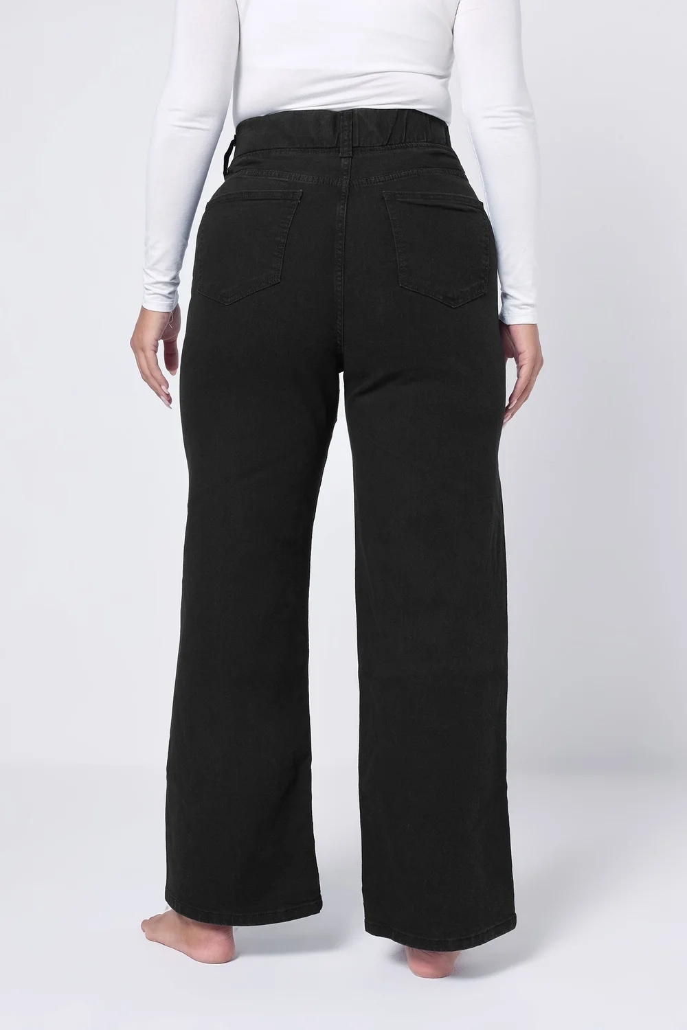 Yours Curve Black Wide Leg Jeggings - 26/L30 Image 3