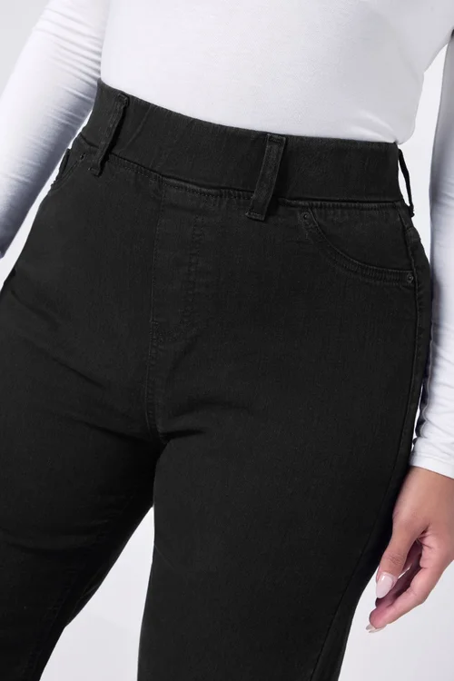 Yours Curve Black Wide Leg Jeggings - 26/L30 Image 4