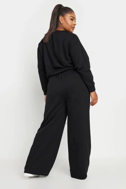 YOURS Curve Black Sweatshirt & Wide Leg Jogger Set - 20 Image 3