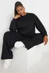 YOURS Curve Black Sweatshirt & Wide Leg Jogger Set - 20 Image 1