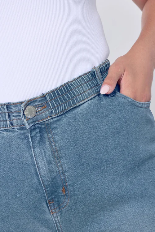 Yours Curve Blue Wide Leg Slouchy Jeans - 26/L30 Image 4