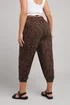 Yours Curve Brown Abstract Print Cropped Harem Joggers - 26-28 Image 3