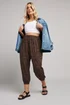 Yours Curve Brown Abstract Print Cropped Harem Joggers - 26-28 Image 2