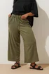 Yours Curve Khaki Green Textured Culottes - 18 Image 1