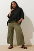 Yours Curve Khaki Green Textured Culottes - 18 Image 2