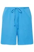 Yours Curve Blue Textured Shorts - 26-28 Image 5