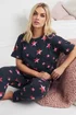 YOURS Curve Navy Blue Star Print Pyjama Set - Size 14-16 Image 2