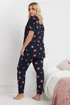 YOURS Curve Navy Blue Star Print Pyjama Set - Size 14-16 Image 3