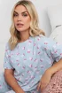 YOURS Curve Light Blue Cherry Bow Print Pyjama Set - Size 34-36 Image 4