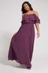 Yours London Curve Purple Frill Cold Shoulder Maxi Dress - 22 Image 2