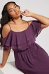 Yours London Curve Purple Frill Cold Shoulder Maxi Dress - 22 Image 4
