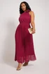 Yours London Curve Red Corsage Detail Pleated Maxi Dress - 26-28 Image 1