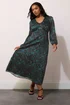 Yours London Curve Black Metallic Peacock Midaxi Dress - 22 Image 2