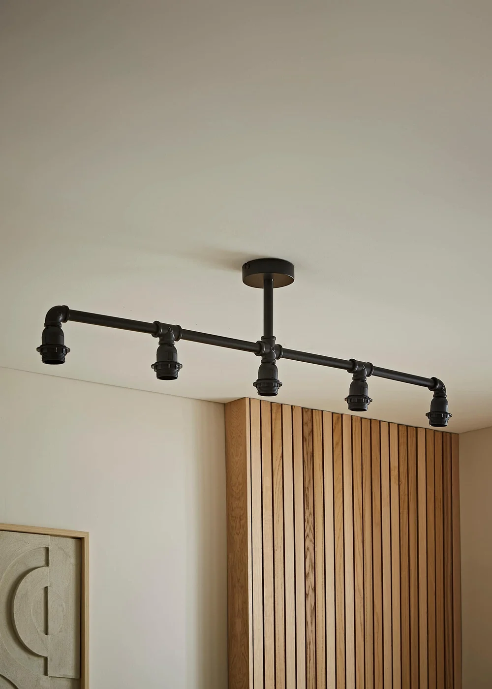ValueLights Luiggi Black 5 Way Bar Ceiling Light - One Size Image 1