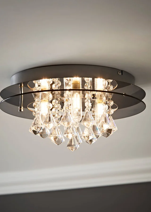 ValueLights Ricardo Brushed Chrome 3 Way Frosted Shades Ceiling Light